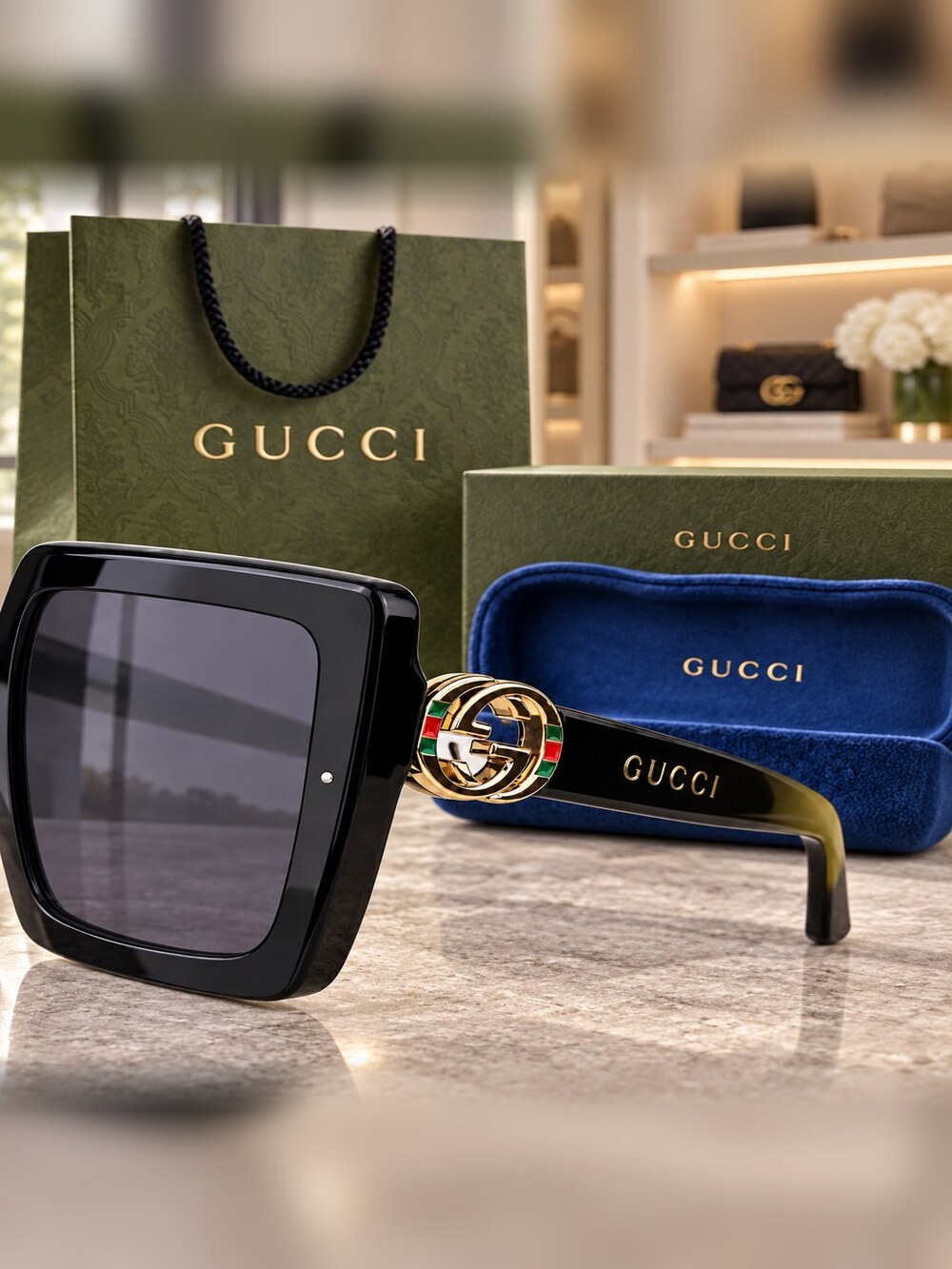 Gucci Black Square GG Sunglasses - Picture 4 of 6
